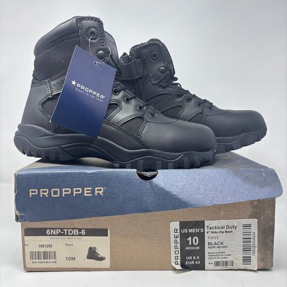 Propper Tactical Duty 6” Side Zip Boots - Black Size 10M - Picture 1 of 7